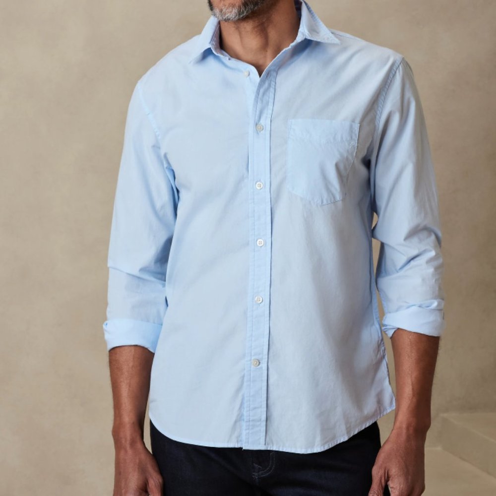 Banana Republic Untucked Luxe Poplin Shirt - Light Blue - XL Tall - New with Tag